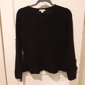 Garnet Hill Black Soft Cashmere Cardigan Sweater Size Medium
